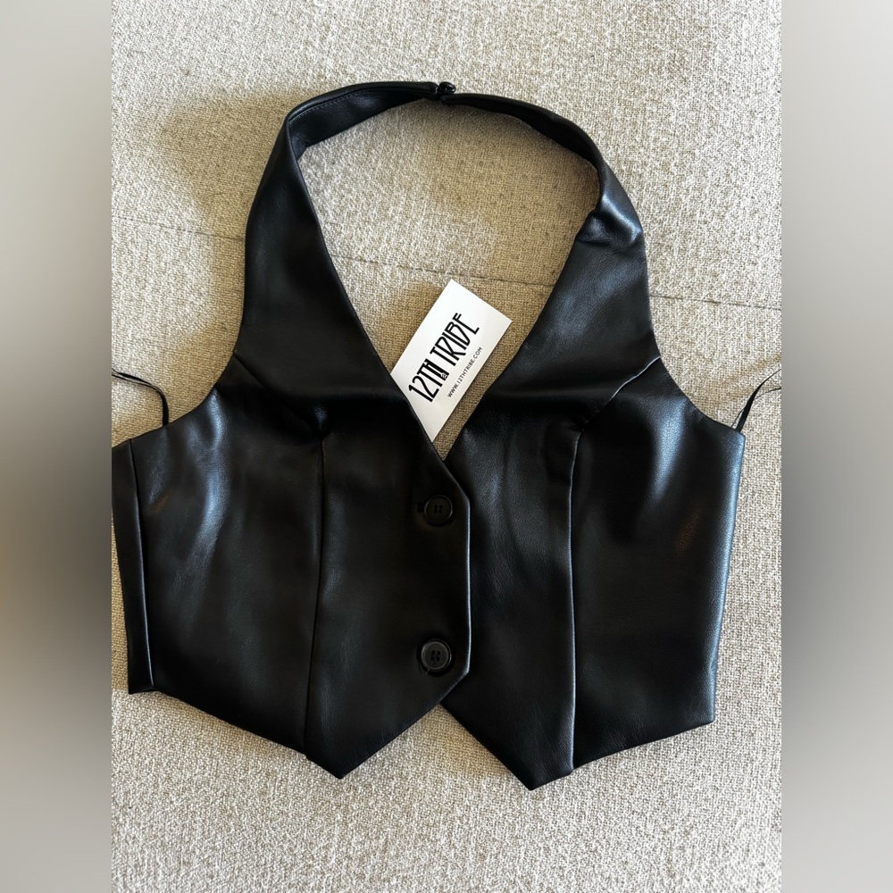 12th Tribe Moxie Black Faux Leather Vest